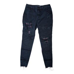Maurices High Rise Skinny Patched Ripped Jeans Large Long